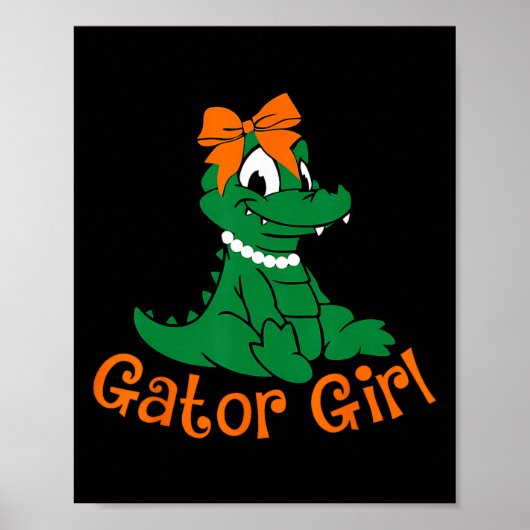 Poster Fille de l'alligator Mignon Arc Orange Alligator F (Devant)