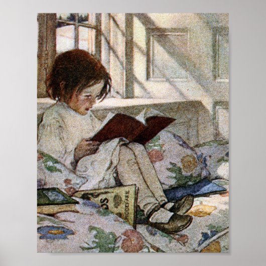 Poster Fille de lecture vintage (Devant)