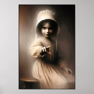 Poster Fille de l'ère victorienne effrayante sur mur
