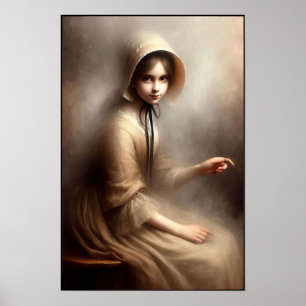 Poster Fille de l'ère victorienne effrayante sur mur