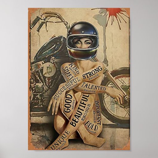 Poster fille de motard vintage (Devant)