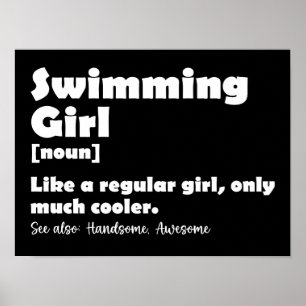 Poster Fille de natation Définition Amusante Fille nageus