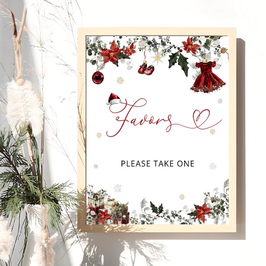 Poster Fille de Noël à l'extérieur du froid Baby shower F