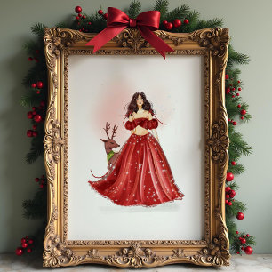 Poster fille de Noël oeuvre d'art