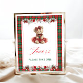 Poster Fille de Noël Ours Baby shower Faveurs