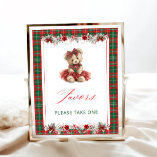 Poster Fille de Noël Ours Baby shower Faveurs