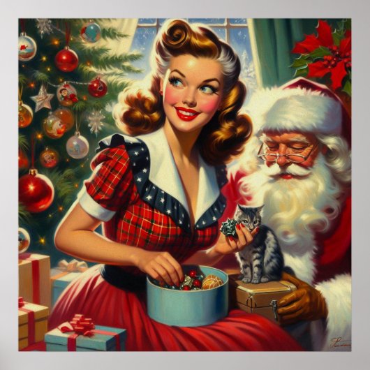 Poster Fille de Noël rétro (Devant)