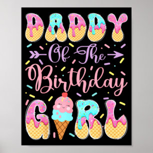 Poster Fille de papa anniversaire Illustration de glace d