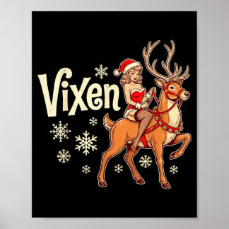 Poster Fille de pin up renne de Noël Vixen vintage Père N