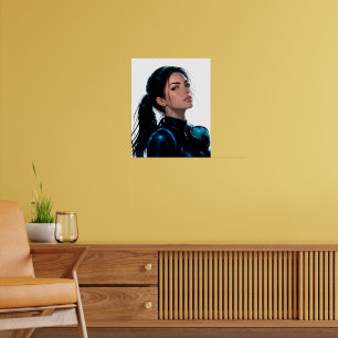 Poster Fille de plongée en scaphandre autonome futuriste,