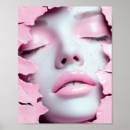 Poster Fille de rêve rose Portrait abstrait (Devant)