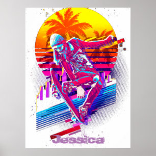 Poster Fille de Skateboard