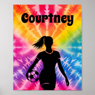 Poster Fille de soccer Personnalisée Cravate-Dye Rainbow