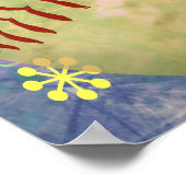 Poster Fille de softball grungy jaune rose (Coin)