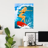 Poster Fille de surfeur tannées (Bureau à domicile)