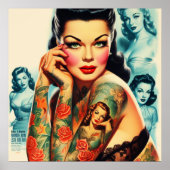 Poster Fille de tatouage Old School (Devant)
