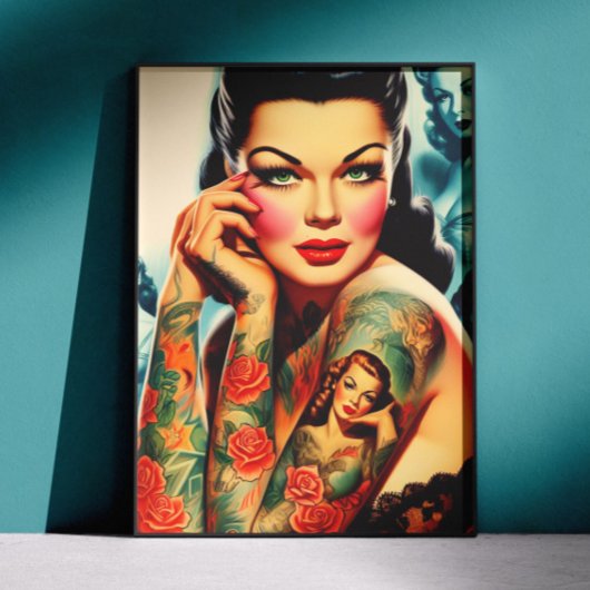 Poster Fille de tatouage Old School