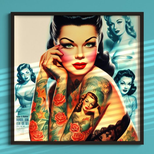 Poster Fille de tatouage Old School