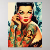 Poster Fille de tatouage Old School (Devant)