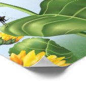 Poster Fille de Tournesol de vache premier anniversaire (Coin)