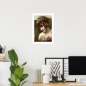 Poster fille déco, perles, fleurs assises dans la chaise (Bureau à domicile)