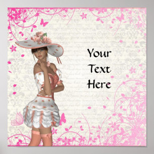 Poster fille d'été rose