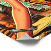 Poster Fille d'impression vintage de tigre (Coin)