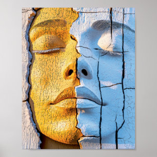 Poster Fille divisée entre le feu et la glace