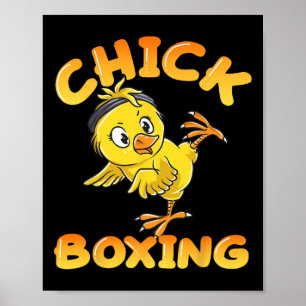 Poster Fille drôle de kickboxing combat mignonne kick box