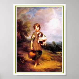 Poster fille du cottage 32a avec le chien