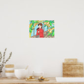 Poster Fille écoutant le son des cloches. (Cuisine)