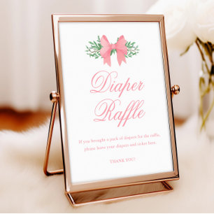 Poster Fille Élégante Ruban Rose Baby Shower Tirage au So