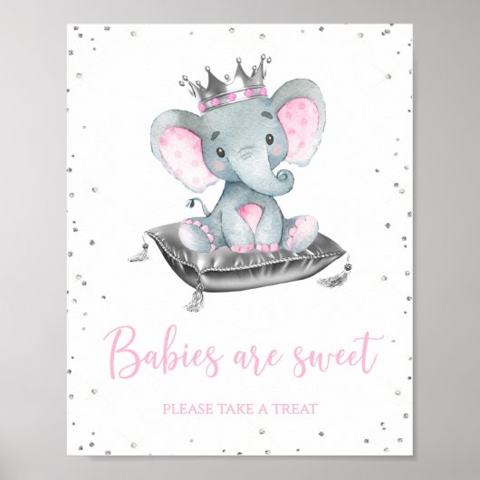 Poster Fille Eléphant Baby shower Favoriser les panneaux (Devant)