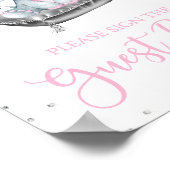 Poster Fille Eléphant Baby shower Guest Book Panneau (Coin)