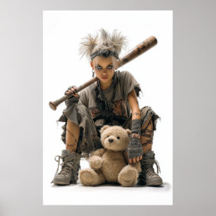 Poster Fille Emo Punk dans un style post-apocalyptique