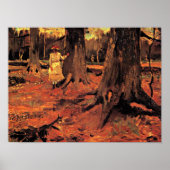 Poster Fille en blanc dans les bois (Devant)