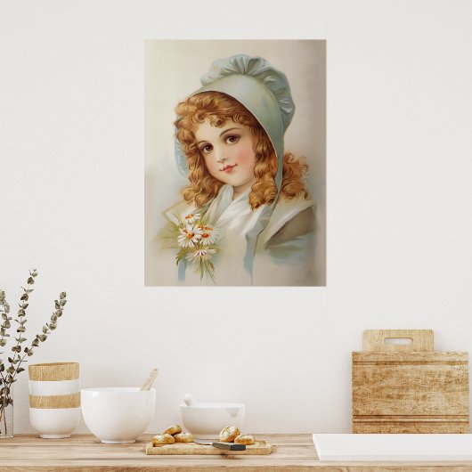 Poster Fille en Bonnet Vert (Cuisine)