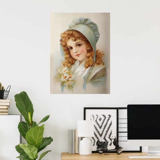 Poster Fille en Bonnet Vert (Bureau à domicile)