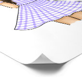 Poster Fille en carreaux gingham violet portant un lapin  (Coin)