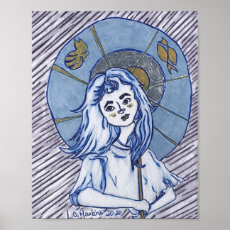 Poster Fille en Parasol