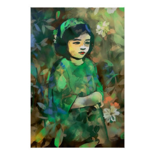 Poster Fille en robe verte