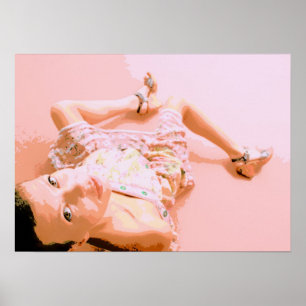 Poster Fille en rose