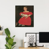 Poster Fille en rouge avec son chat et son chien c. 1834- (Bureau à domicile)