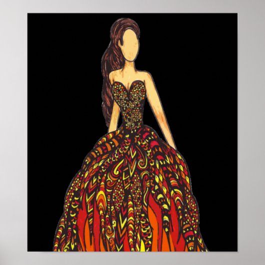 Poster Fille en tenue de feu (Devant)