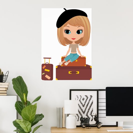 Poster Fille en vacances (Bureau à domicile)