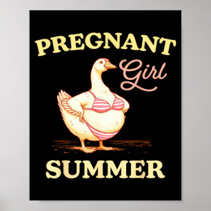 Poster Fille enceinte été bébé drôle annonce oie