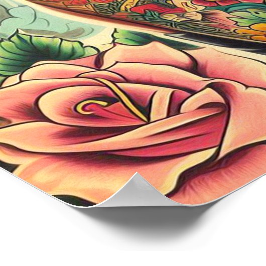 Poster Fille encrée de la vieille école (Coin)