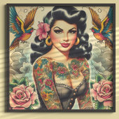 Poster Fille encrée de la vieille école