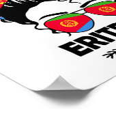 Poster Fille érythréenne au chignon désordonné et drapeau (Coin)