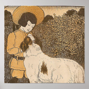 Poster Fille et chien